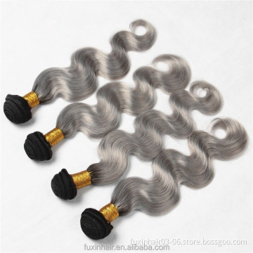 Human Hair Weaving Wig Non-remy Hair Silky Straight Wave Machine Grey Silver Brazilian Hair Extension Tangle Free ,no Shedding